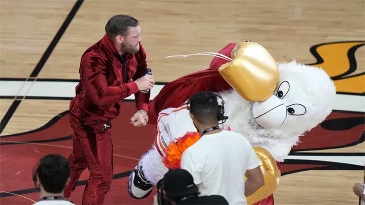 Conor McGregor knocks out Heat mascot in bizarre promotion at NBA Finals